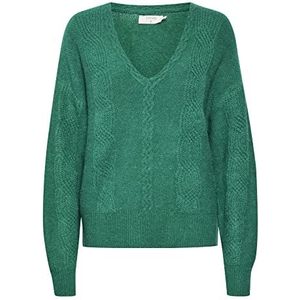 Cream Gebreide damestrui met V-hals en lange mouwen, ultramarine, XL