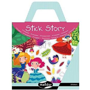 Maildor 566404O Verpakking Stick'Story (4 stickervellen en 2 achtergronden, ideaal voor kinderen vanaf 5 jaar, prinses), 1 verpakking