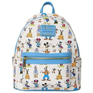 Loungefly Disney Mickey Mouse Friends vooruit en achterwaarts mini-rugzak portemonnee, blauw, mini-rugzak