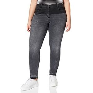 Samoon Betty jeans voor dames met gedeeltelijke coating, effen, licht verkorte pijpen, Grey denim, 52 NL