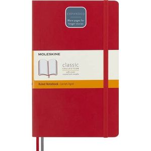 Moleskine - Classic Notebook Expanded, Ruled Notebook, Soft Cover and Elastic Closure, Size Large 13 x 21 cm, Colour Scarlet Red, 400 Pages