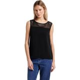 Street One Dames Top met mesh inzetstuk in Zwart, in size: 34