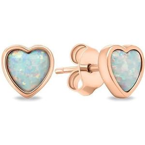 Brilio Oorbellen Delicate Bronzen Oorbellen Hart met synthetische Opals EA610R sBS2806 Merk, Standaard, Niet-edele metalen, Geen edelsteen