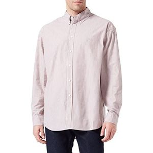 Dr. Denim Heren State Poplin Shirt, Nougat Streep Bloom, M