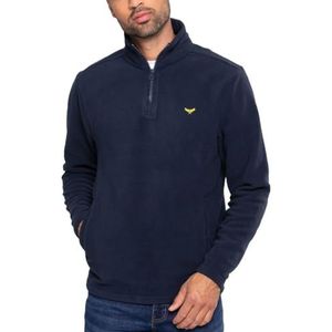 Threadbare Blade, heren kwart rits outdoor trui fleece sweatshirt, marineblauw, L, marineblauw, L