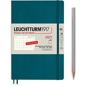 LEUCHTTURM1917 362122 maandplanner Paperback (B6+) softcover, 16 maanden, Pacific Green, Duits
