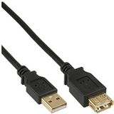 InLine 34618S USB 2.0 verlenging, stekker/bus, type-A, zwart, contacten, goud, 2 m