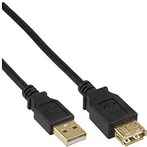 InLine 34618S USB 2.0 verlenging, stekker/bus, type-A, zwart, contacten, goud, 2 m