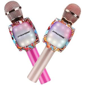 DYNASONIC Bluetooth Karaoke Microfoon, speelgoed voor jongens en meisjes Draagbare Karaoke Draadloze Microfoon met LED Lichten voor Kinderen, originele geschenken kinderen (Pack 2 Microfoons)