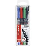 Overheadstift - STABILO OHPen universal - permanent superfijn - 4 stuks - groen, rood, blauw, zwart