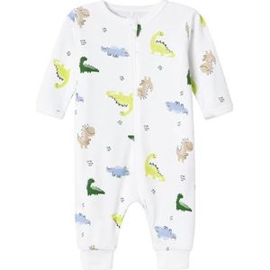 NAME IT Baby - Jongens Nbmnightsuit Zip Wild Lime Dino Noos, wit (bright white), 74