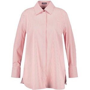 Samoon Gestreepte lange blouse voor dames, lange mouwen, manchetten, blouse, lange mouwen, lange blouse, gestreept, Power Red patroon, 52 NL