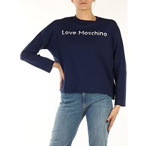 Love Moschino Dames Long-Sleeved Roundneck Trui, Dark Blue, 40, Dark Blue, 40