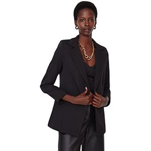 Trendyol Dames getailleerde double-breasted reverskraag geweven jas, zwart, 38, Zwart, 64