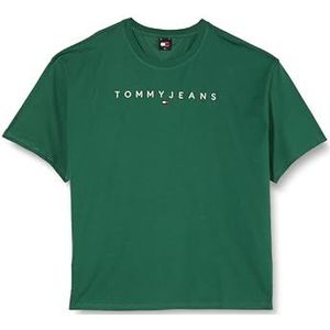 Tommy Jeans Mannen Reg Lineaire Logo Tee Ext S/S T-shirts, Groen, 6XL, Hof Groen, 6XL grote maten tall