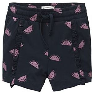 TOM TAILOR Sweatshorts voor meisjes met ruches, 31701 - Dark Blue Pink Melon Print, 104/110 cm