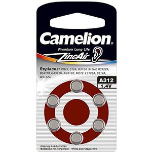 Camelion 15006312 zink lucht knoopcellen A312/ZL 312/1,4 volt, verpakking van 6 stuks