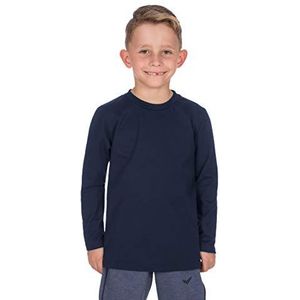 Trigema Jongens shirt met lange, blauw (navy 046), 128 cm