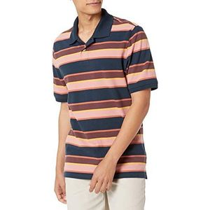 Amazon Essentials Men's Poloshirt van piqué-katoen met normale pasvorm (verkrijgbaar in grote en lange maten), Marineblauw Streep, M