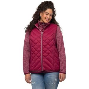 Ulla Popken Dameskleding Plus Size Curvy Oversized HYPRAR Waterafstotend Gewatteerd Vest 818934, Carmine Rood, 16-18