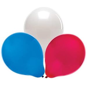 Baker Ross PJ172 Ballonnen voor feestjes, rood, wit en blauw, 30 stuks, opblaasbare nationale feestartikelen