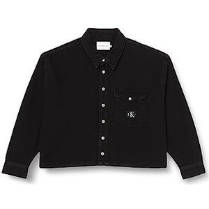 Calvin Klein Jeans Dames cropped shirt Plus geweven tops, Denim Zwart, 5XL