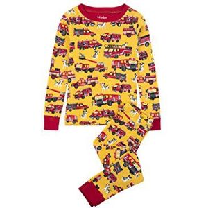 Hatley Jongenspyjama van biologisch katoen met lange mouwen en print, tweedelige pyjama, (Fire Trucks & Dalmatiërs, 3 Jaar