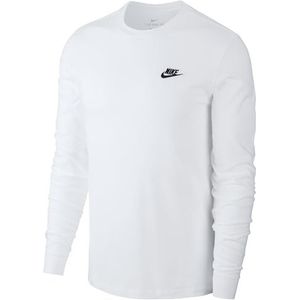 Nike M NSW Club Tee-LS lange shirt, wit/zwart, S-T heren