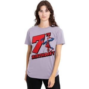 mandarin creative ltd Spider-Man verjaardag 7 dames T-shirt, lavendar, klein, Lavendel, S