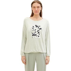 TOM TAILOR T-shirt met lange mouwen voor dames, 35188 - Desert Green Melange, XL