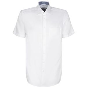 Seidensticker Zakelijk overhemd voor heren, regular fit, strijkvrij, kent-kraag, korte mouwen, 100% katoen, wit, 38