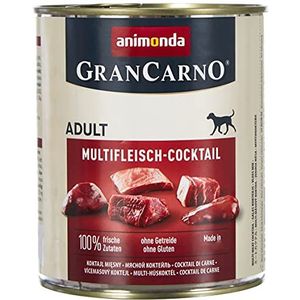 animonda GranCarno hondenvoer, nat voer voor volwassenen honden, verschillende soorten, 6 x 400 g, Cockail met meerdere vlees, 6 x 800 g, Multi-Fleischcocktail