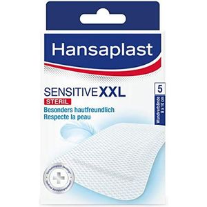 Hansaplast Sensitive XXL wondverband, steriel, latexvrij, 1 verpakking met 5 stuks, 8 x 10 cm