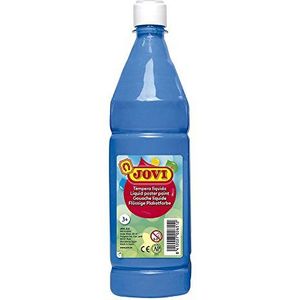 Jovi - Vloeibare verf, Fles 1L, Kleur cyaanblauw, Verf op basis van natuurlijke ingrediënten, Gemakkelijk te wassen, Glutenvrij, Ideaal voor schoolgebruik (51121)