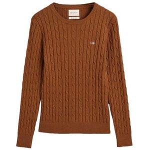 GANT - Stretch Katoenen Kabel C-hals - Cacao - Sweater