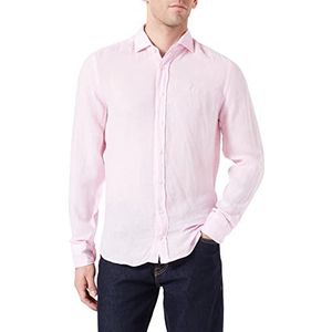Hackett London Herenkledingstuk geverfd linnen K-shirt, roze, 3XL