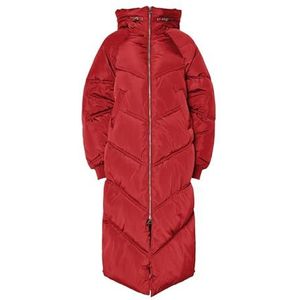 Pcjolie - Lang Gewatteerde Jas - Pufferjack - Hoge Kraag - Zwart