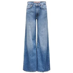 ONLY Dames jeans met wijde pijpen ONLCALIFORNIA middelhoge taille wijde pijpen jeans, blauw (medium blue denim), 29W / 32L