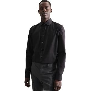 Seidensticker Slim fit popeline overhemd met lange mouwen voor heren, Zwart, 41 NL
