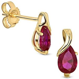 Miore - Oorbellen - Geelgoud - Rode Robijnen - 9 Karaat