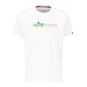 Alpha Industries Alpha Label T Metalen T-shirt voor heren White/Metal Red