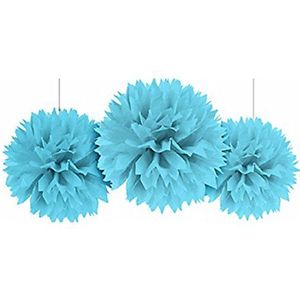 Caribbean Blue Paper Fluffy Decorations 40cm /3