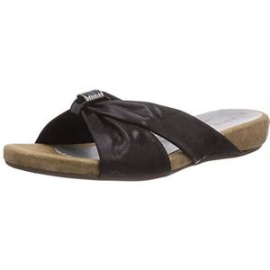 Jana 27101 dames open sandalen met sleehak, zwart zwart metallic, 36 EU Breed