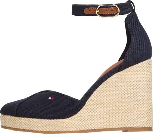 Tommy Hilfiger - Vlag Hoge Wedge Espadrilles - Blauw - Textiel