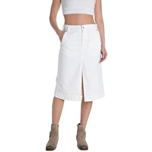 Replay Dames Jeans Rok, 100 Naturel Wit, 25W