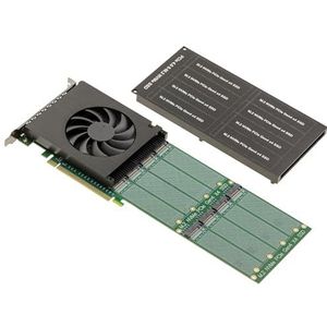 KALEA-INFORMATIQUE PCIe 4.0 x16 kaart voor 8 Broadcom PEX88048 M.2 NVMe CHIPSET SSD's - Beschermd door geventileerde aluminium behuizing