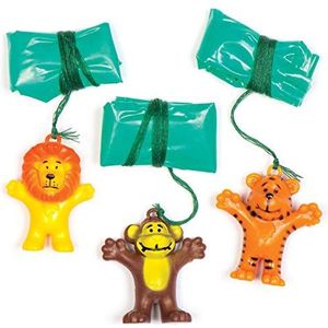 Baker Ross AV162 Mini Jungle Animal Parachutes Speelgoed (Pack van 8) Parachute Voor kinderen Imaginative Play,Asst Kleuren