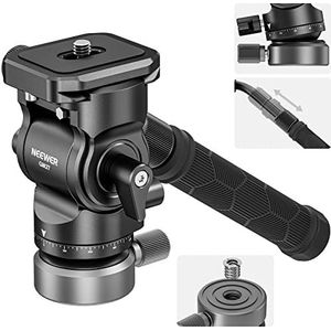 NEEWER Statief vloeistofkop met +/-10° nivelleringsbasis (37 mm dia.), metalen pan-kantelkop met Arca-type QR-plaat, telescopische handgreep voor compacte videocamera, DSLR-camera, max. belasting 8,8