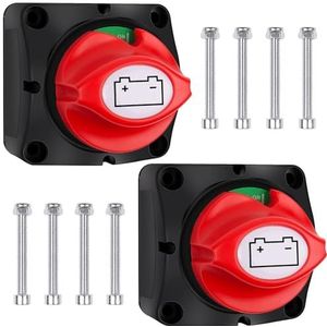 2 stuks batterij-scheidingsschakelaar, 12 V, 24 V, 48 V, Bolatus 275 A, hoofdschakelaar, accuschakelaar, 1-2-both-off stroomschakelaar, accu-scheiding, master voor auto, vrachtwagen, boot, jacht,