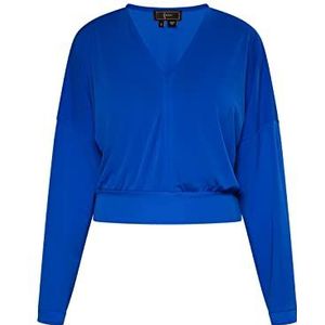 faina Dames Cropped shirt met lange mouwen 19526756, koningsblauw, L, koningsblauw, L
